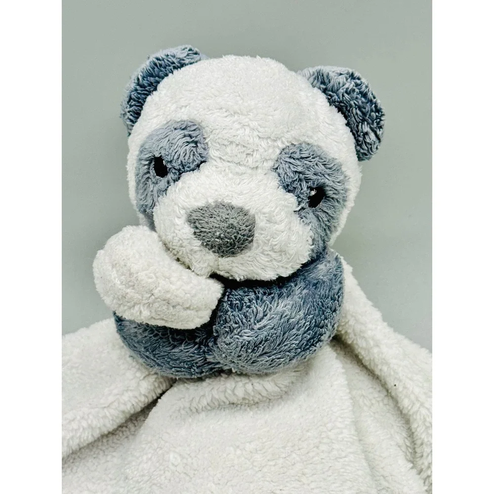 Carters Panda Bear Security Blanket Lovey Grey White Plush Baby 13 inch2020‎